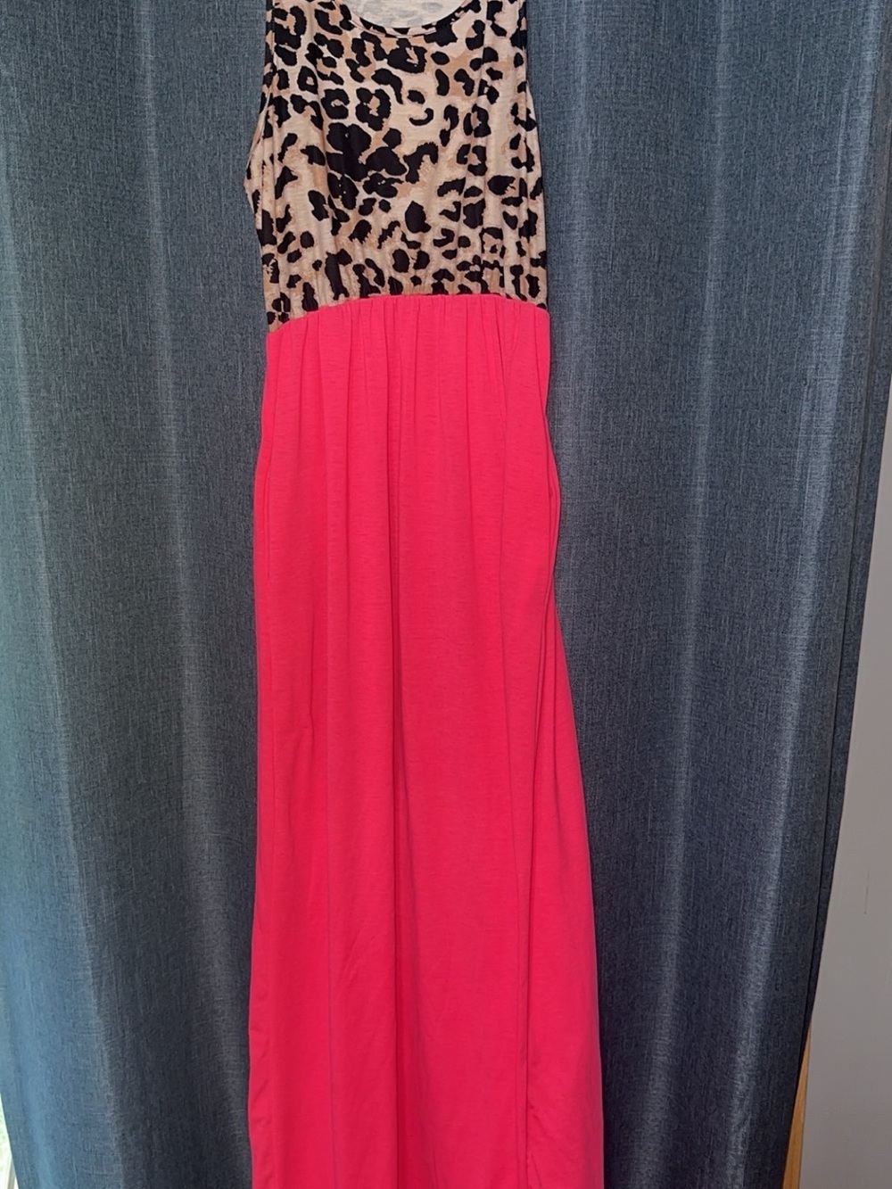 Girls Pink Maxi Dress with Leopard Bodice